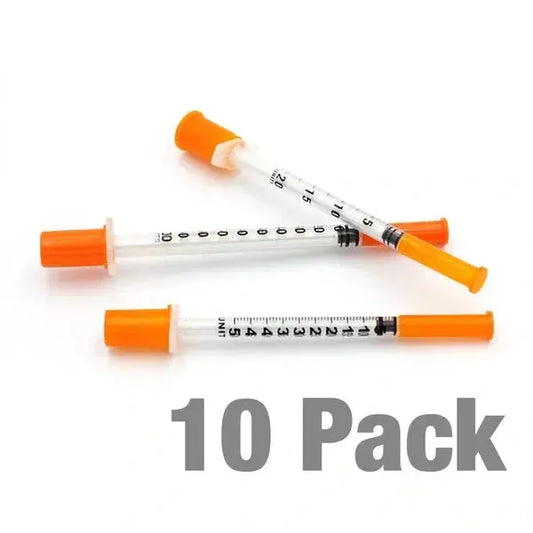 Jeringas de insulina 31G · 1 cc · 5/16" (pack de 10)