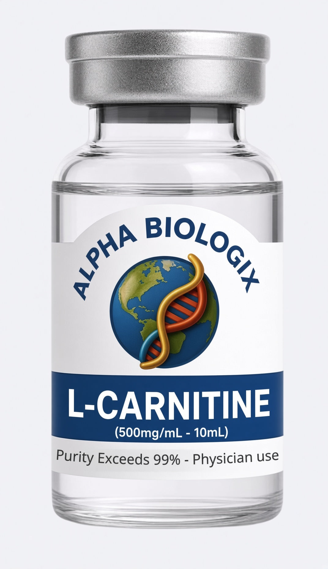 Vial de L-Carnitina 500 mg/mL 10 mL de Alpha Biologix, pureza superior al 99%