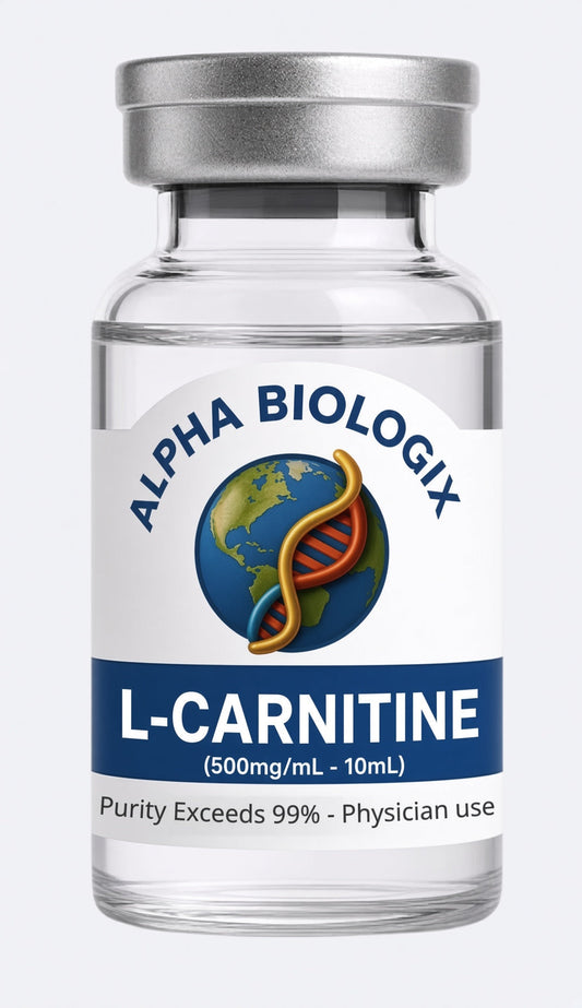 Vial de L-Carnitina 500 mg/mL 10 mL de Alpha Biologix, pureza superior al 99%