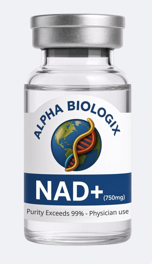 Vial de NAD+ 750 mg de Alpha Biologix, pureza superior al 99%