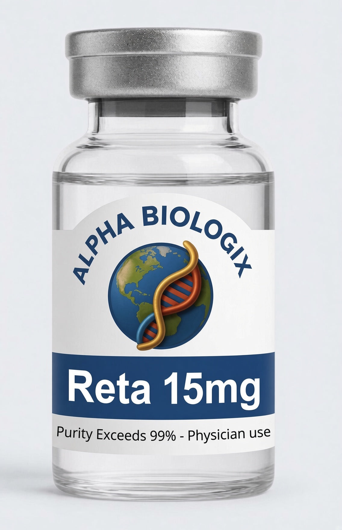 Vial de GLP-1 R Retatrutida 15 mg de Alpha Biologix, pureza superior al 99%